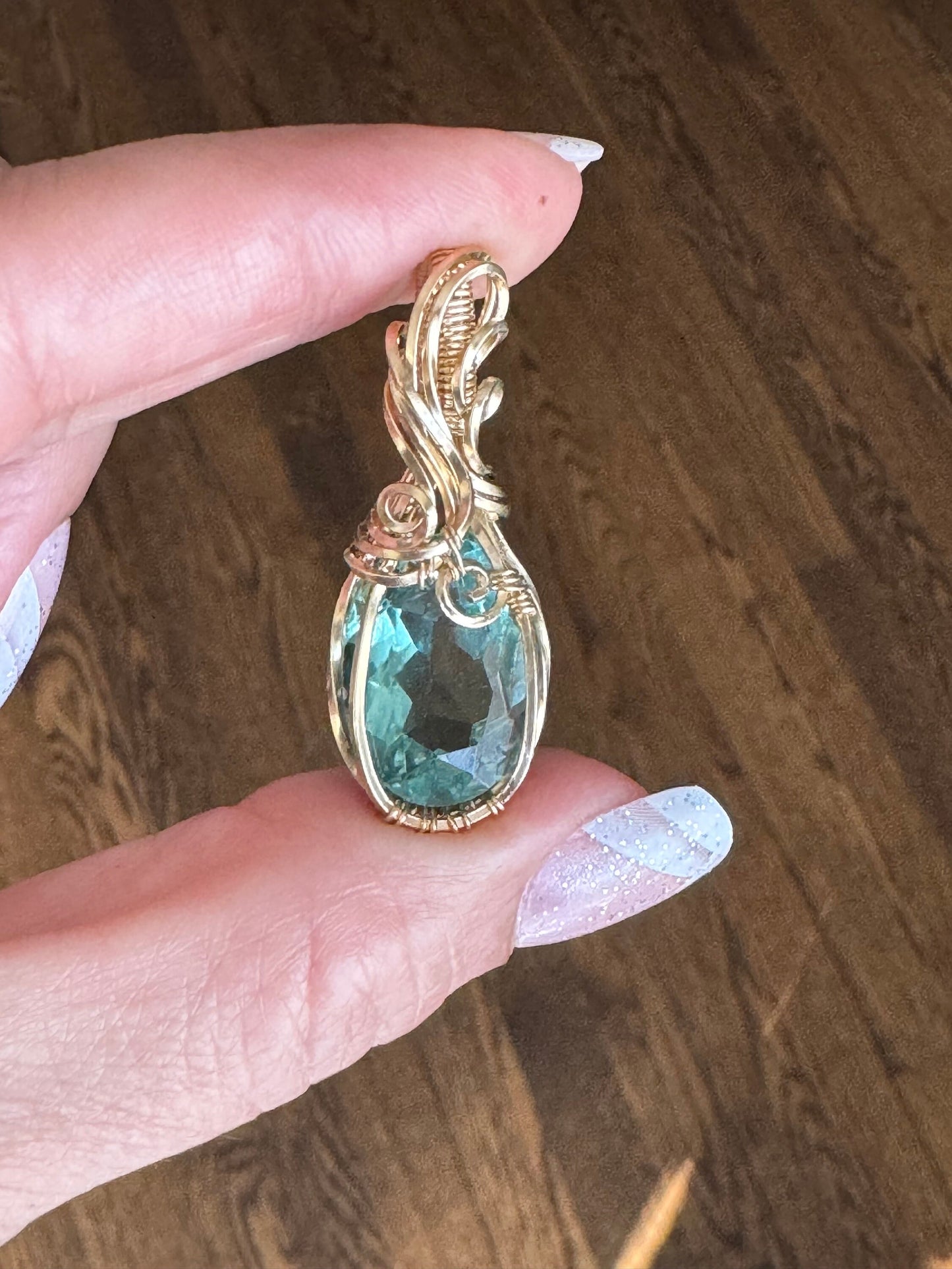 Flourite faceted pendant necklace