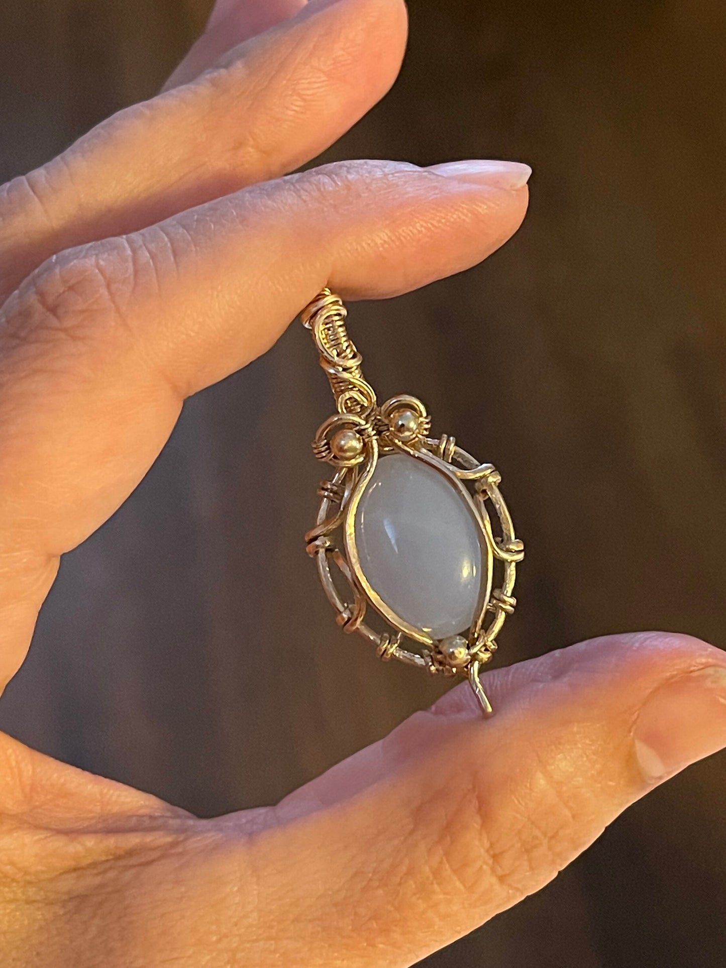 Chalcedony gemstone pendant necklace