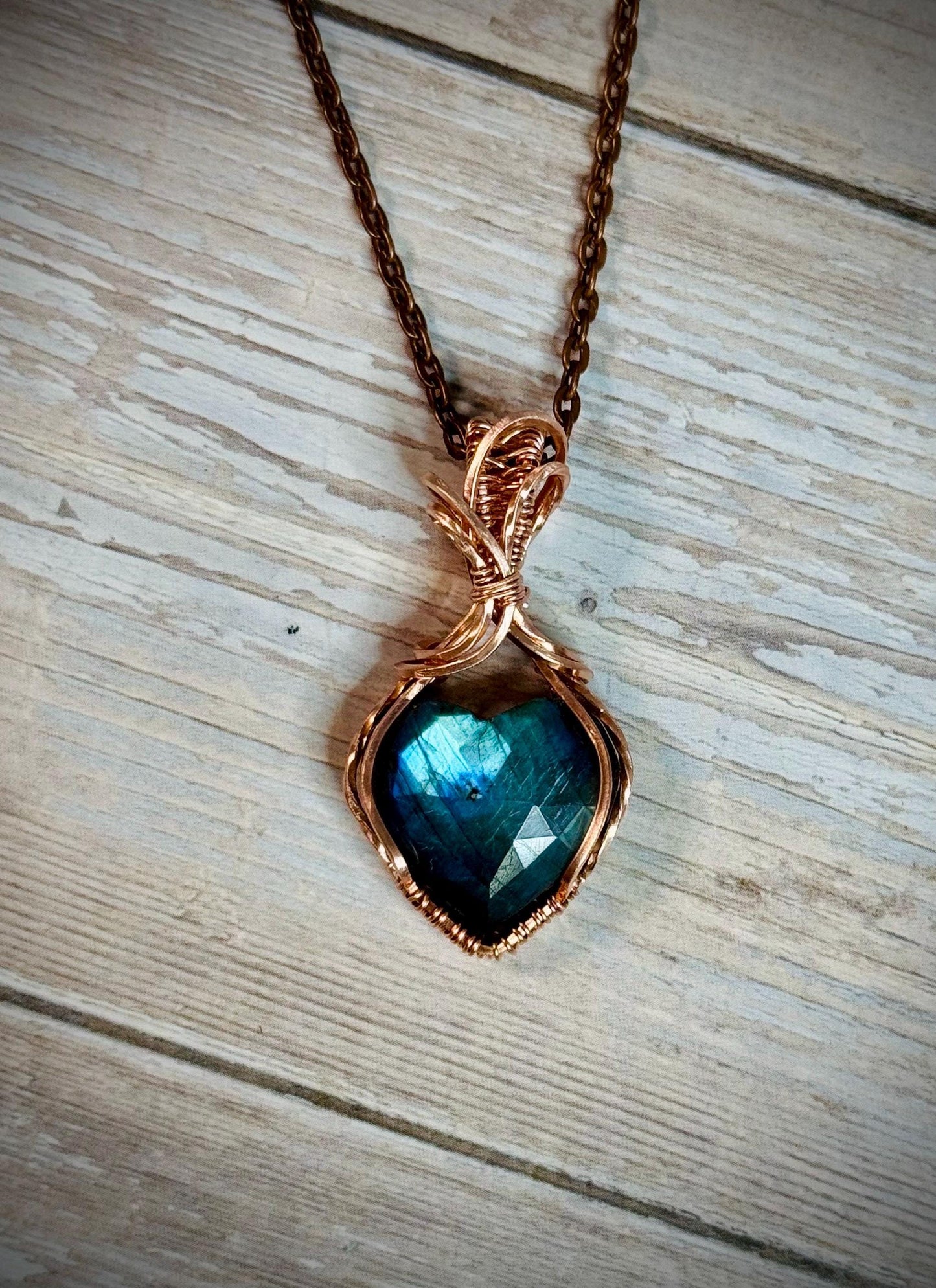 Labradorite heart pendant necklace