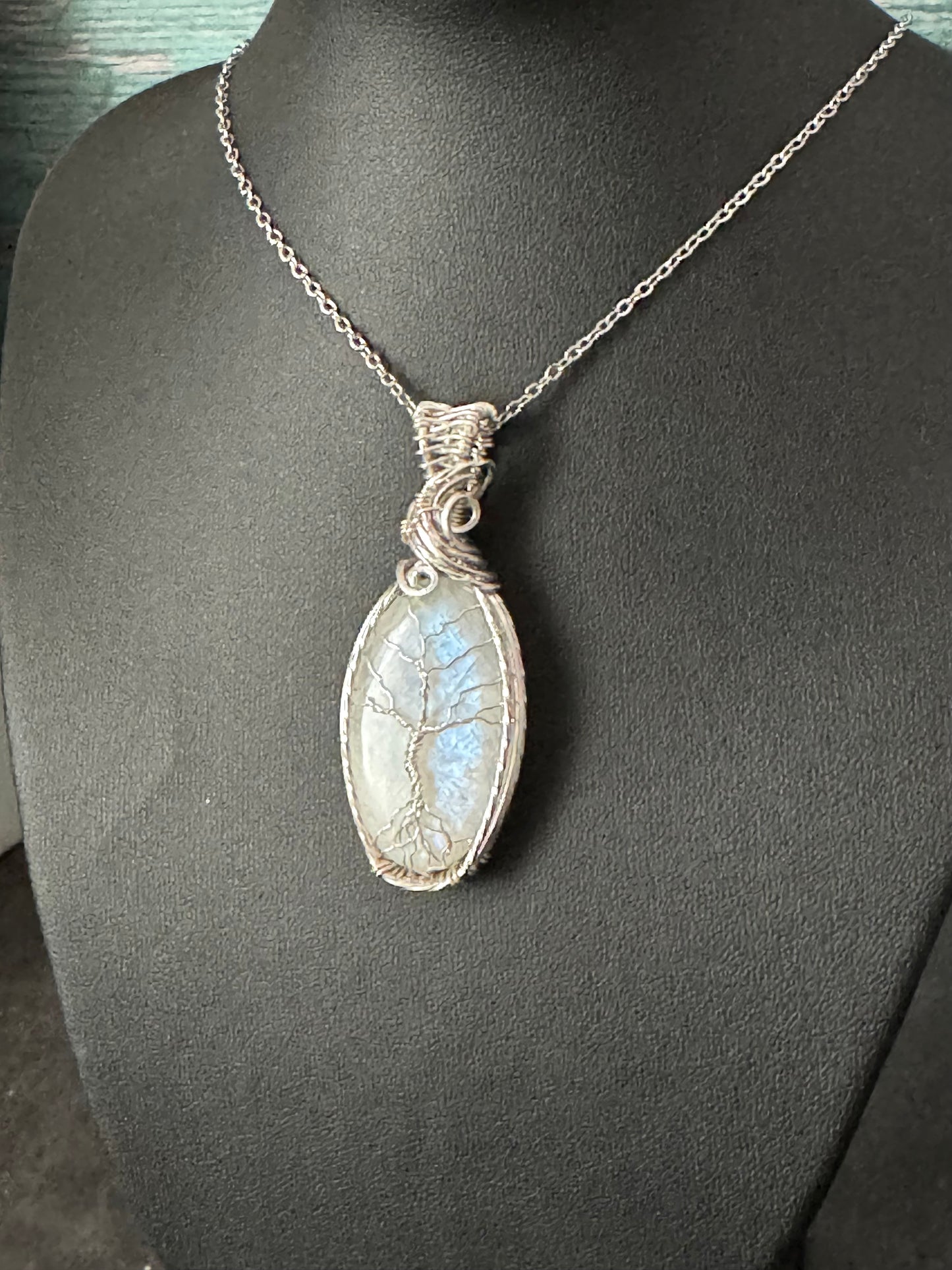 Rainbow moonstoneTree of life pendant