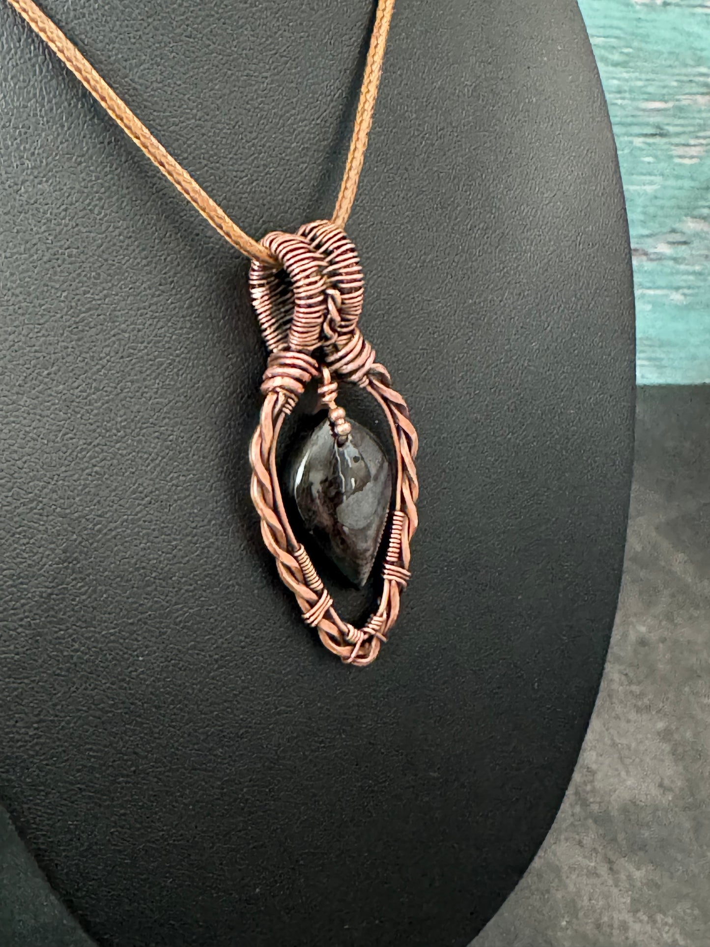 Silver sheen obsidian pendant