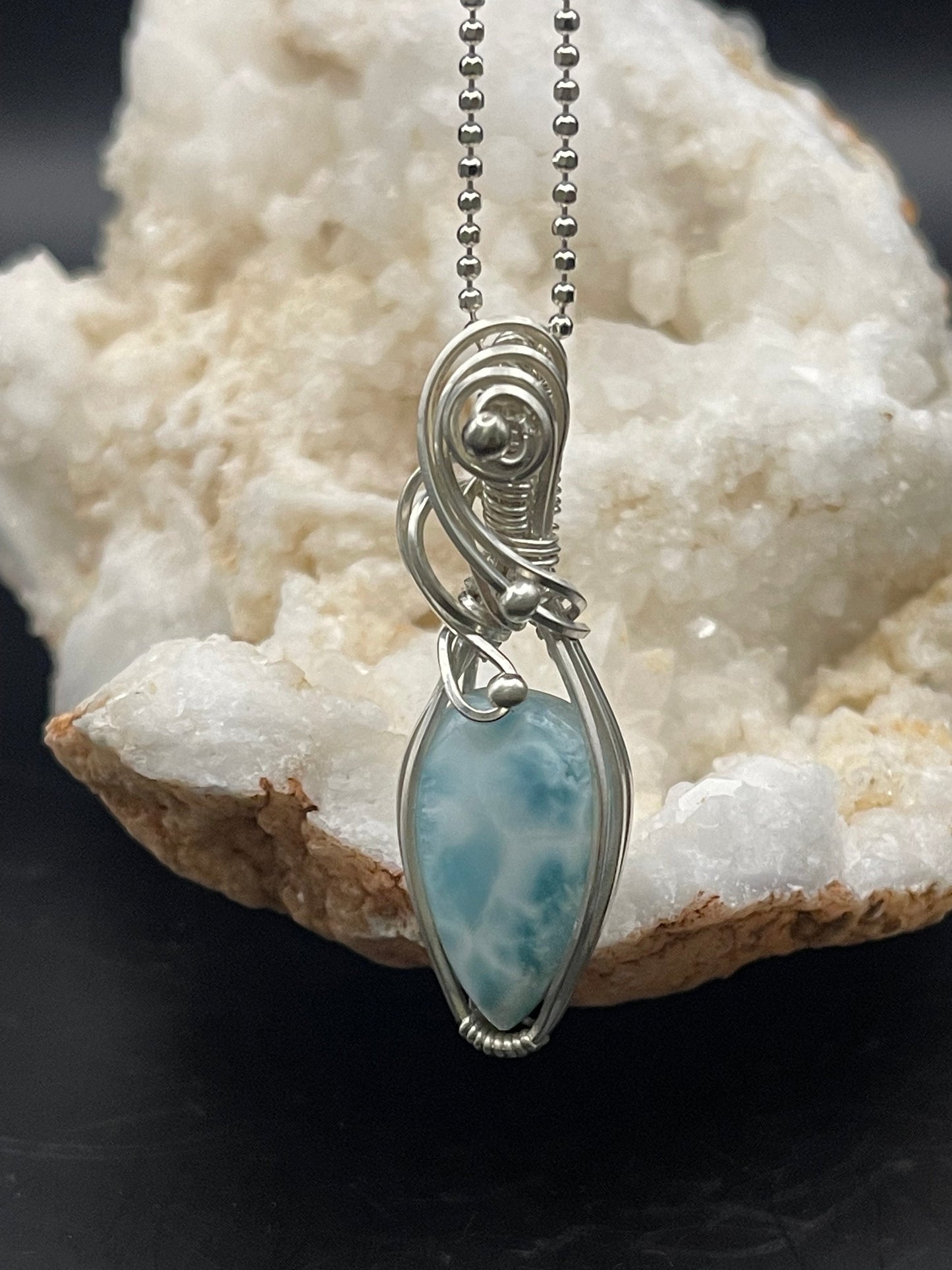 Larimar gemstone jewelry pendant necklace