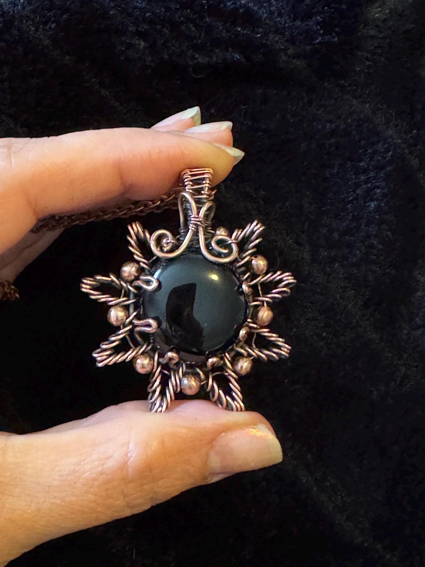 Onyx Sun Copper pendant necklace