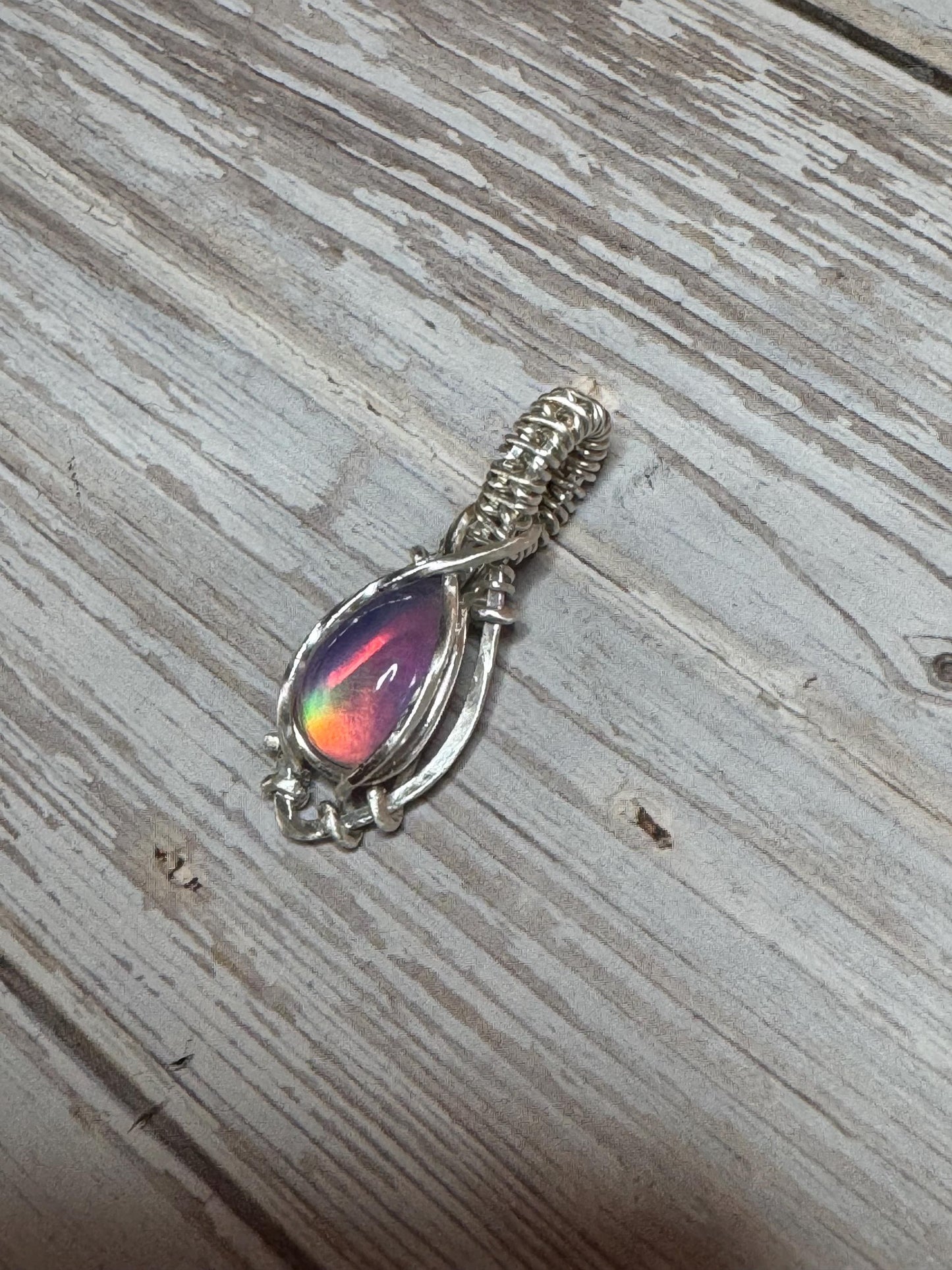 Aurora Opal pendant necklace