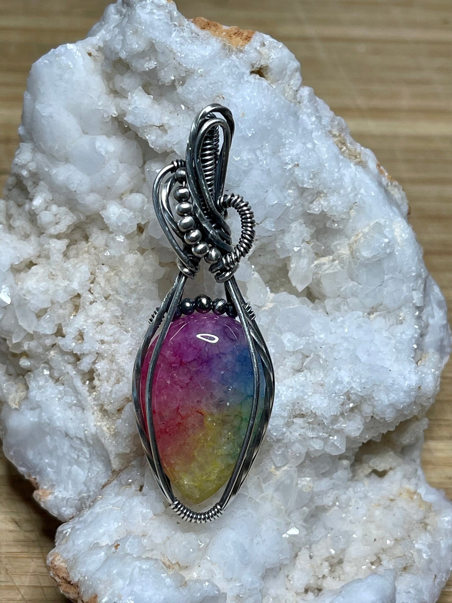 Rainbow Solar Quartz gemstone pendant necklace