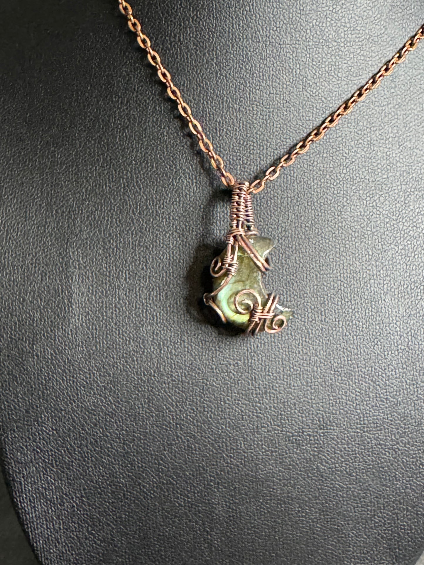 Labradorite moon pendant