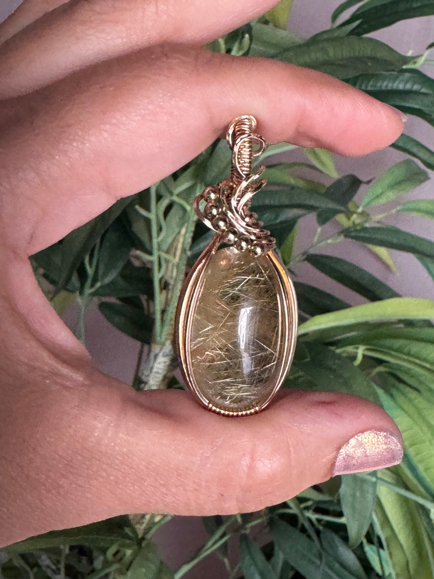 Rutilated quartz  pendant necklace
