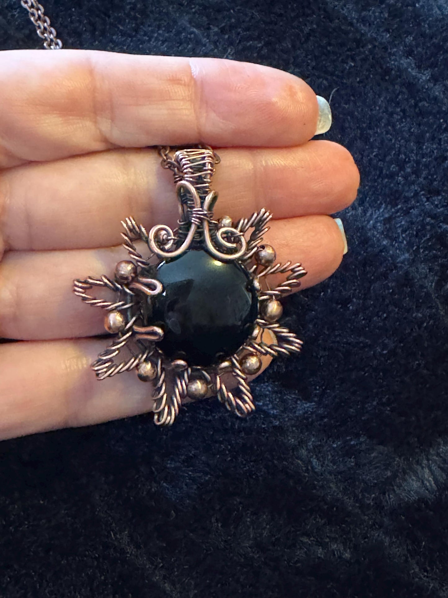 Onyx Sun Copper pendant necklace