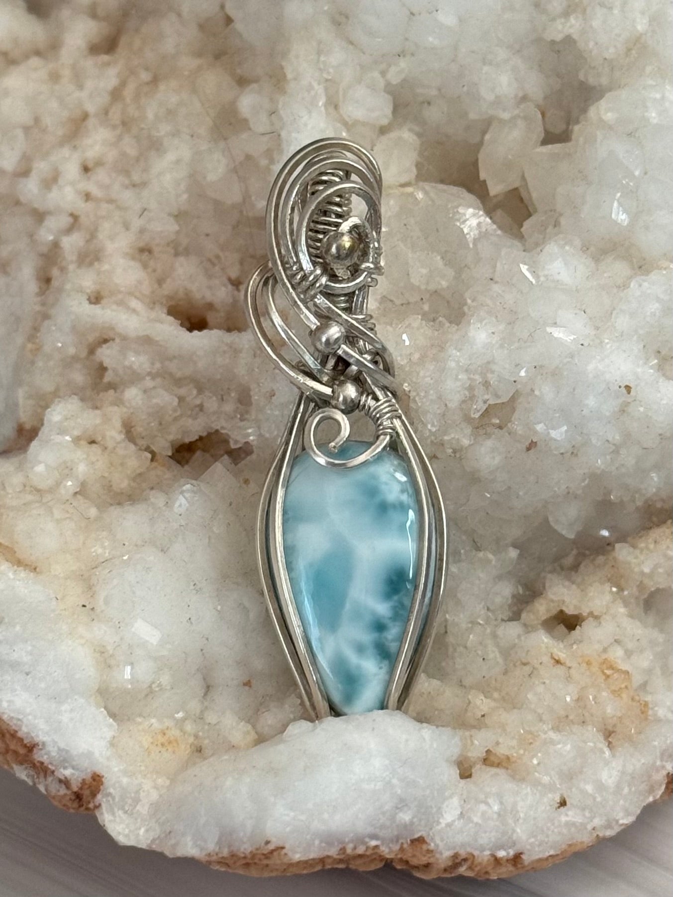 Larimar gemstone jewelry pendant necklace