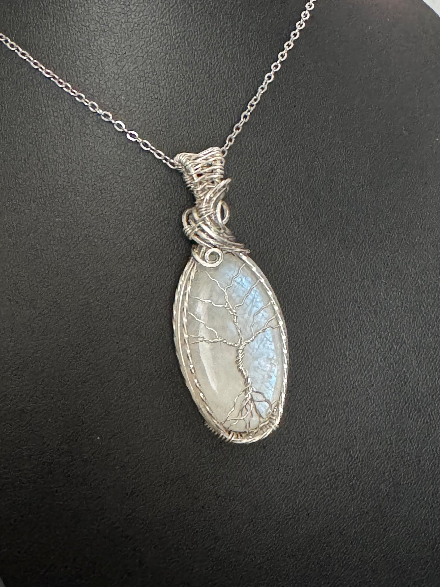 Rainbow moonstoneTree of life pendant