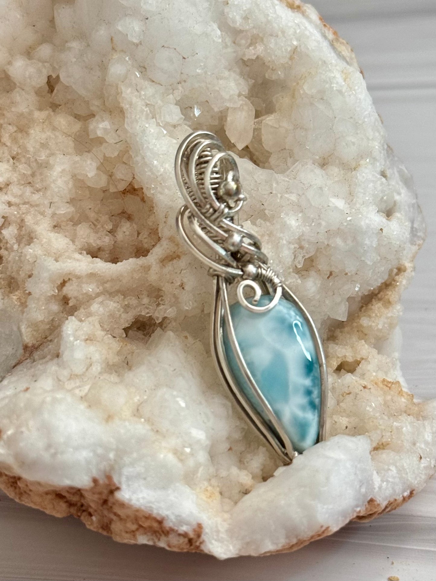 Larimar gemstone jewelry pendant necklace