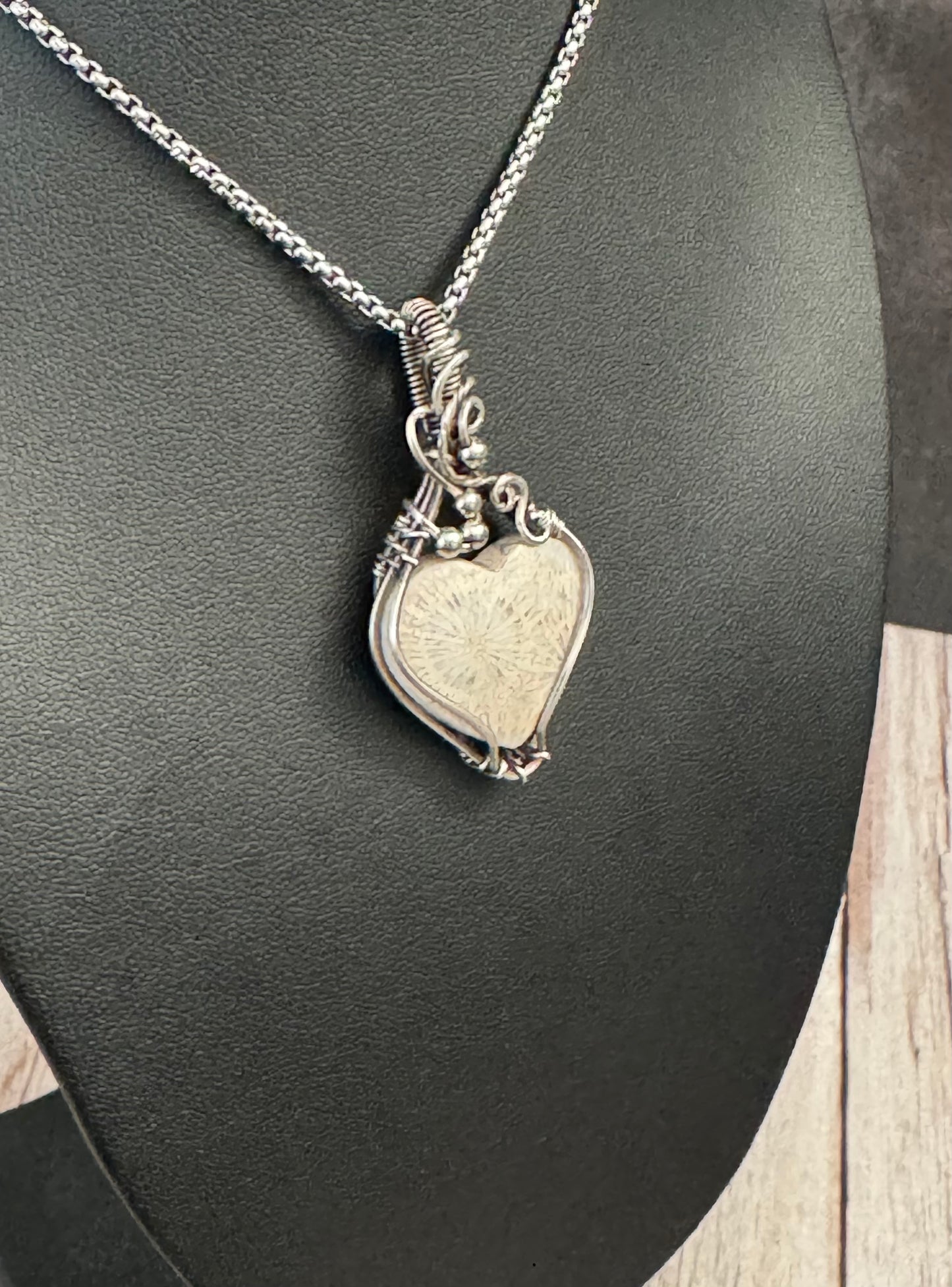 Fossil Coral gemstone jewelry pendant necklace
