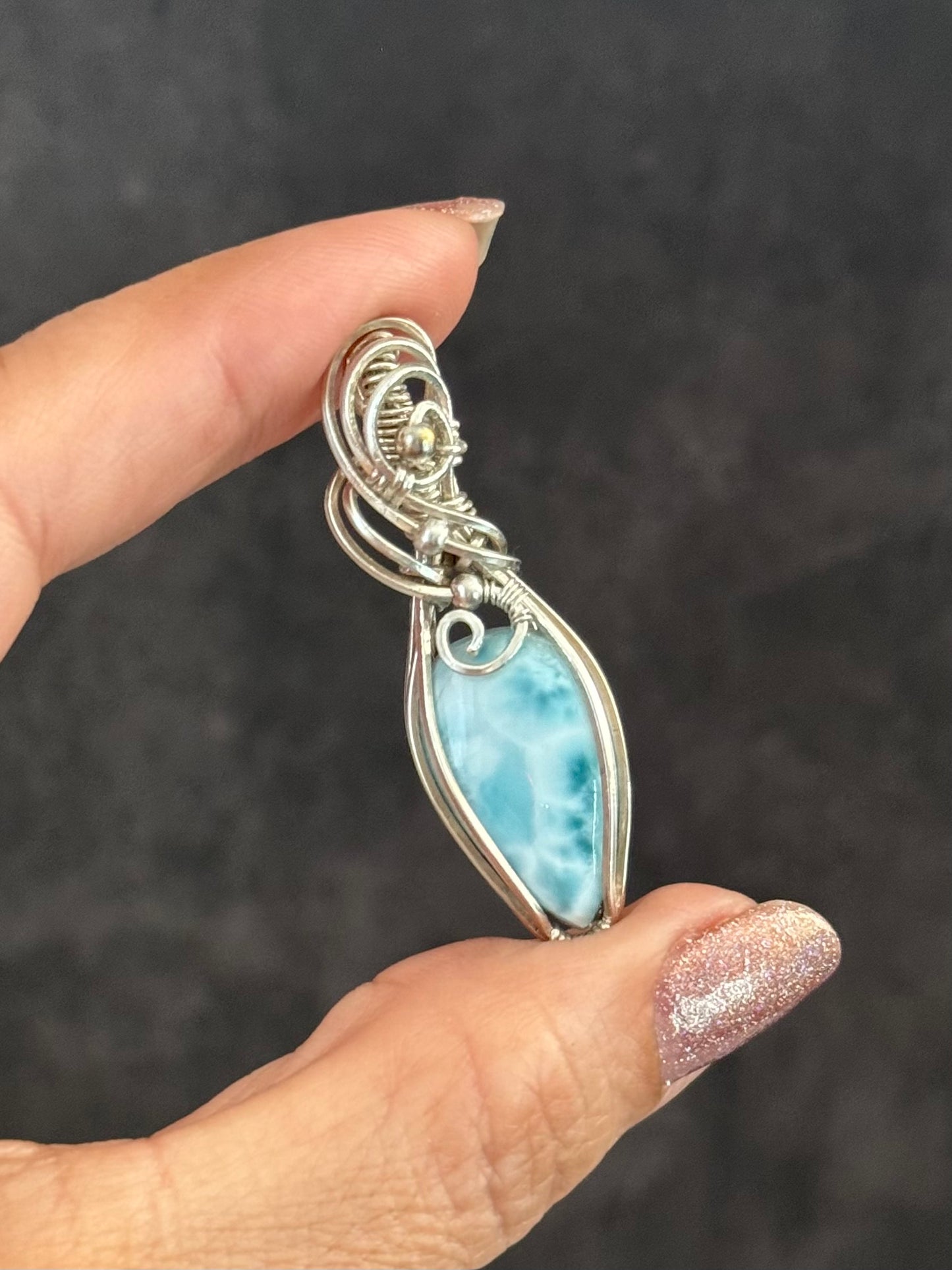 Larimar gemstone jewelry pendant necklace