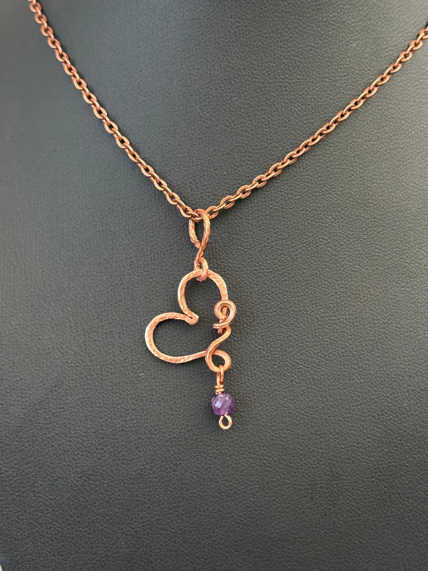 Custom order available. Copper heart necklace
