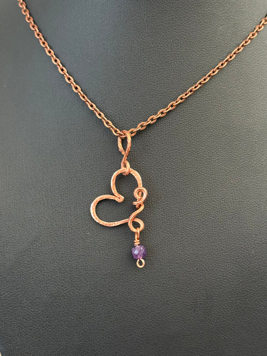 Custom order available. Copper heart necklace