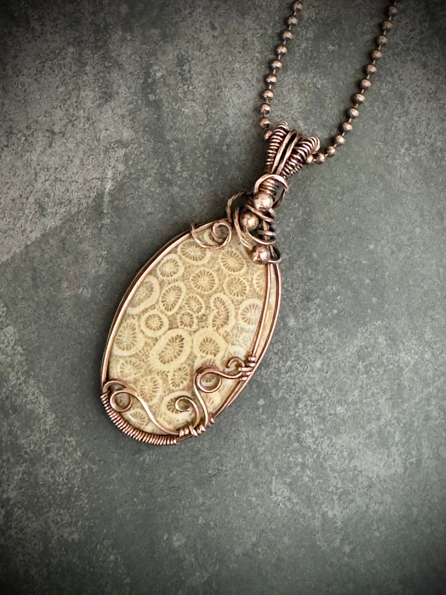 Fossil Coral pendant necklace