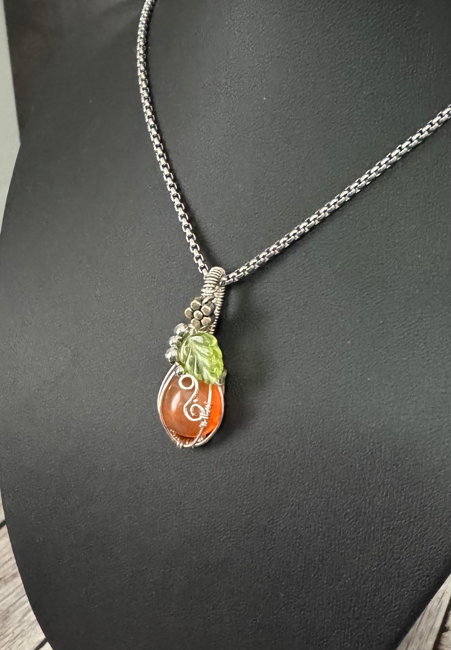 Carnelian pumpkin pendant