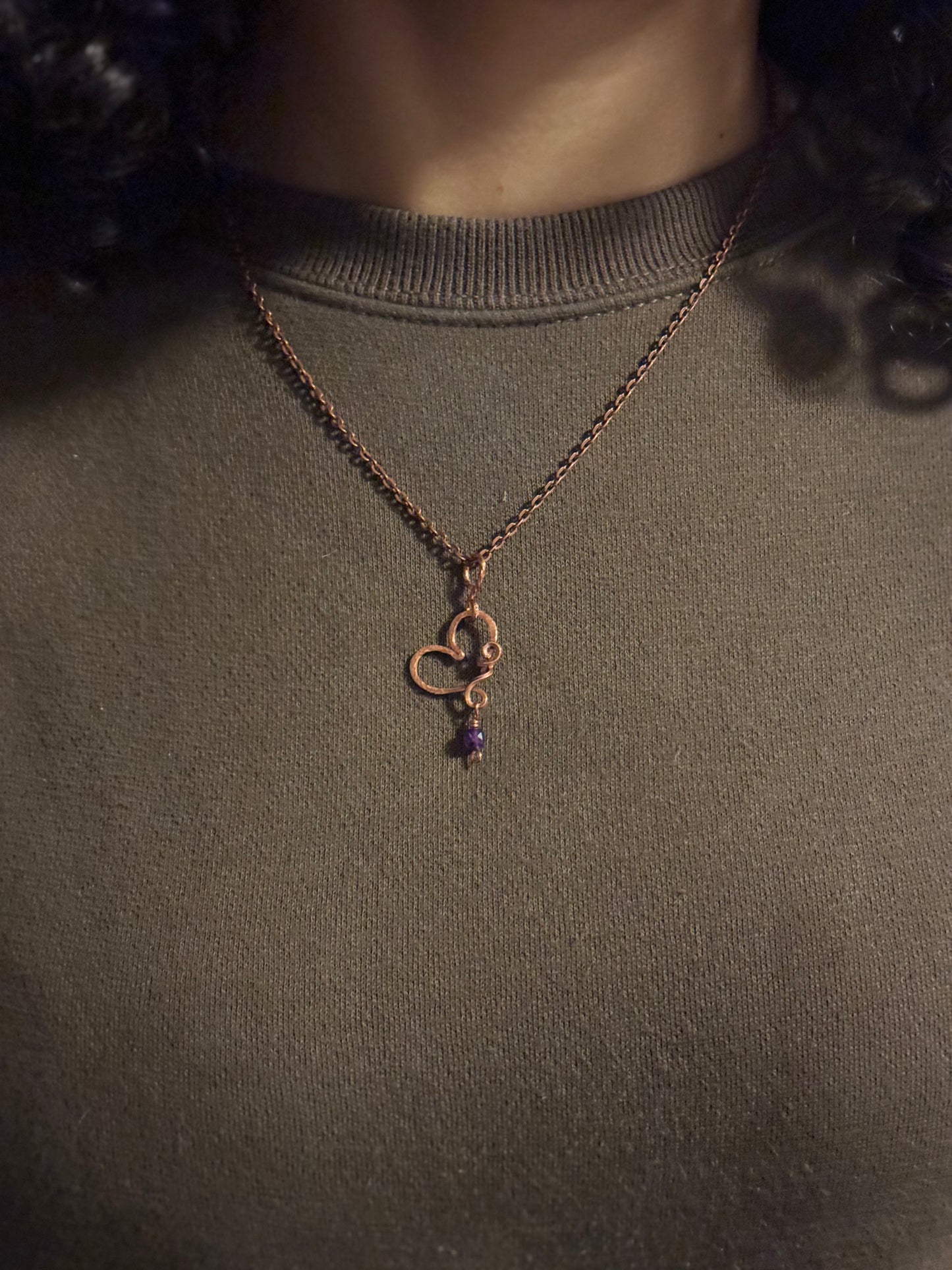 Custom order available. Copper heart necklace