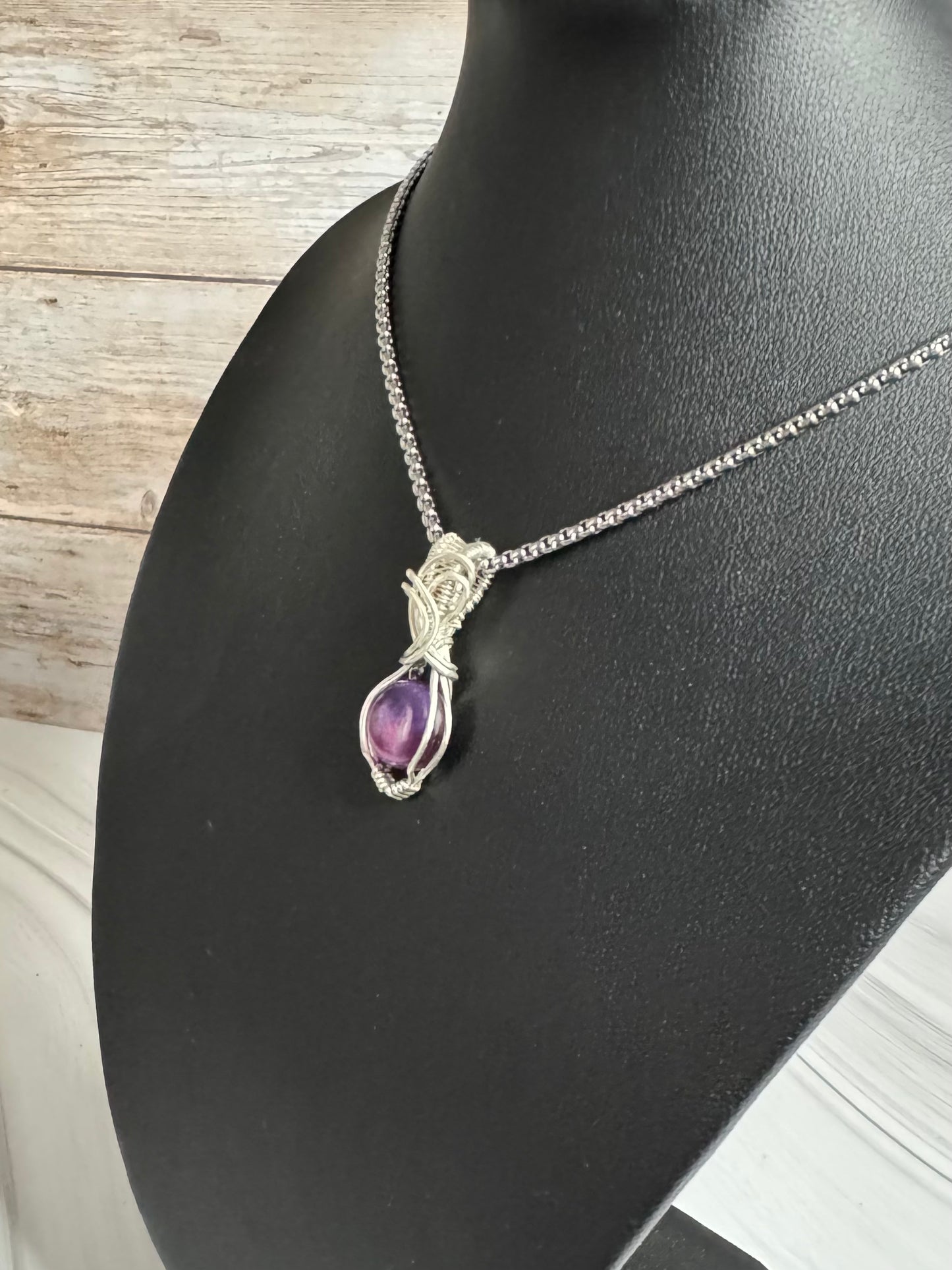 Amethyst & Mother of pearl trapiche pendant
