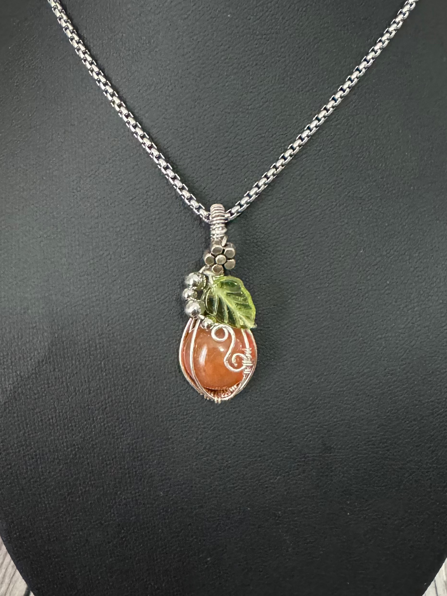 Carnelian pumpkin pendant