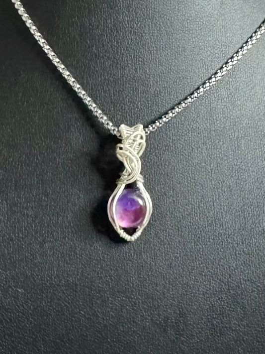 Amethyst & Mother of pearl trapiche pendant
