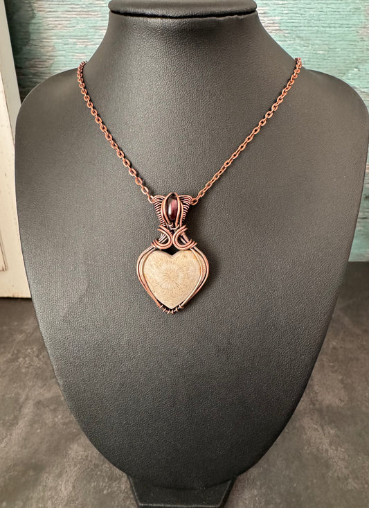 Fossil coral pendant necklace