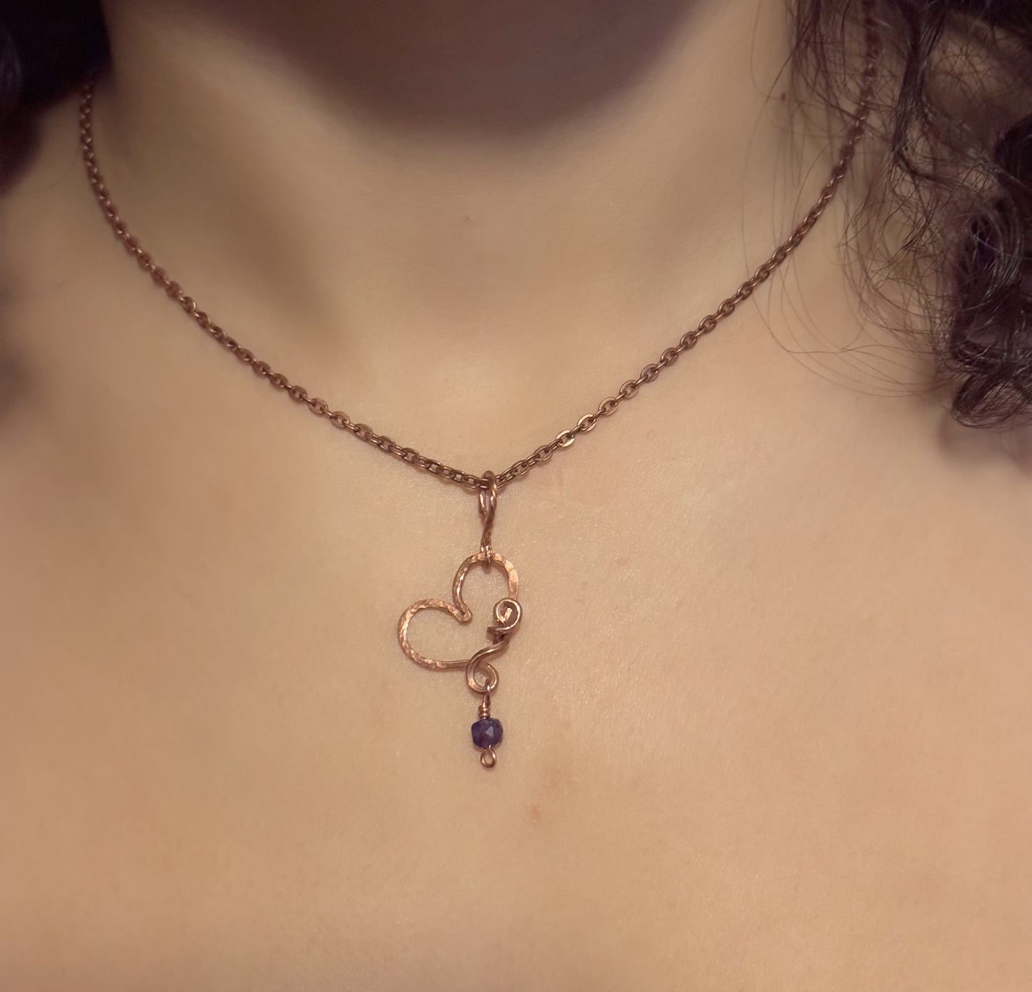 Custom order available. Copper heart necklace