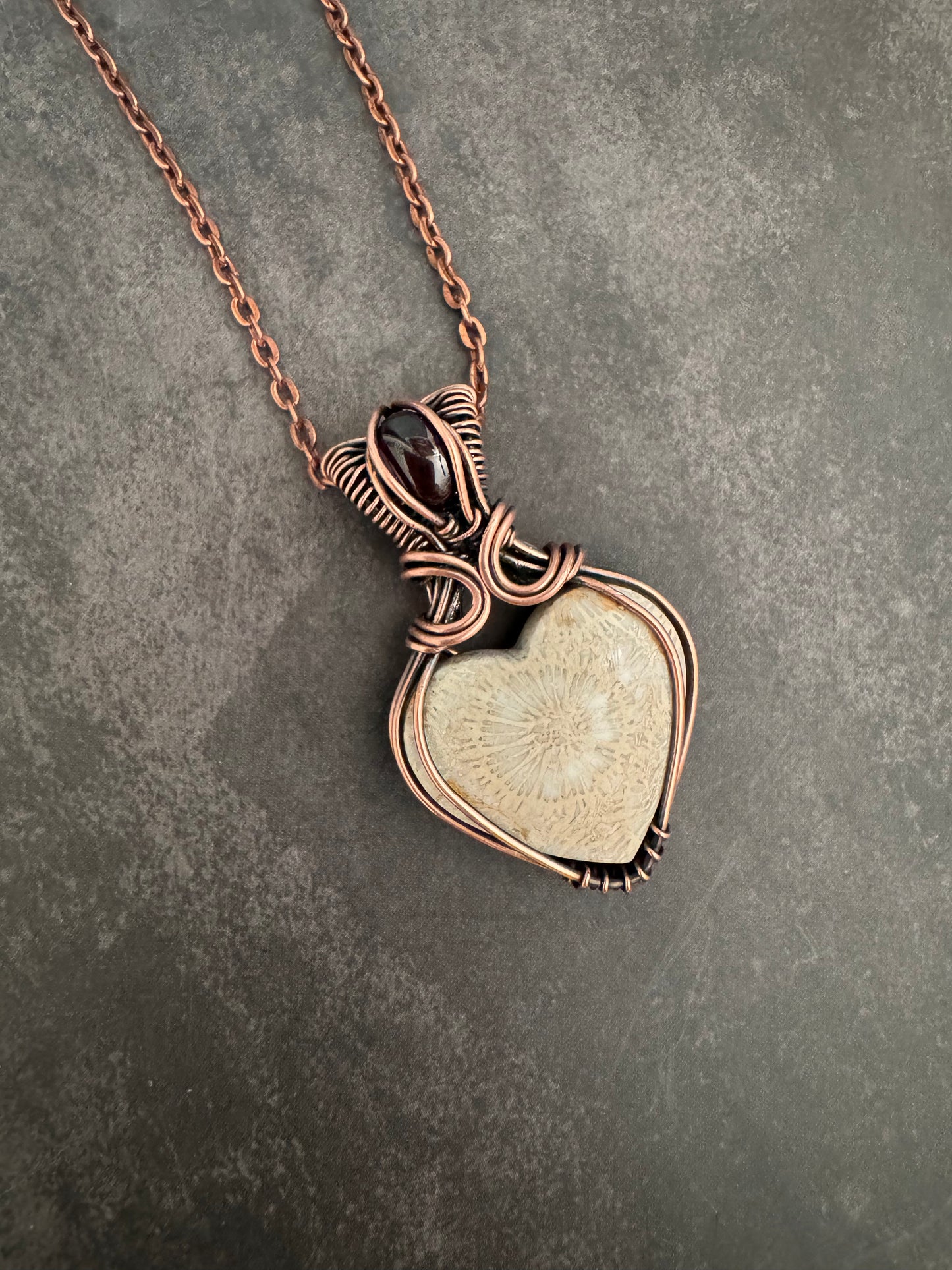 Fossil coral pendant necklace