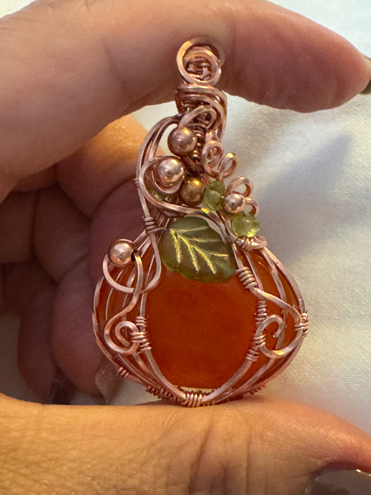 Carnelian Pumpkin set in copper