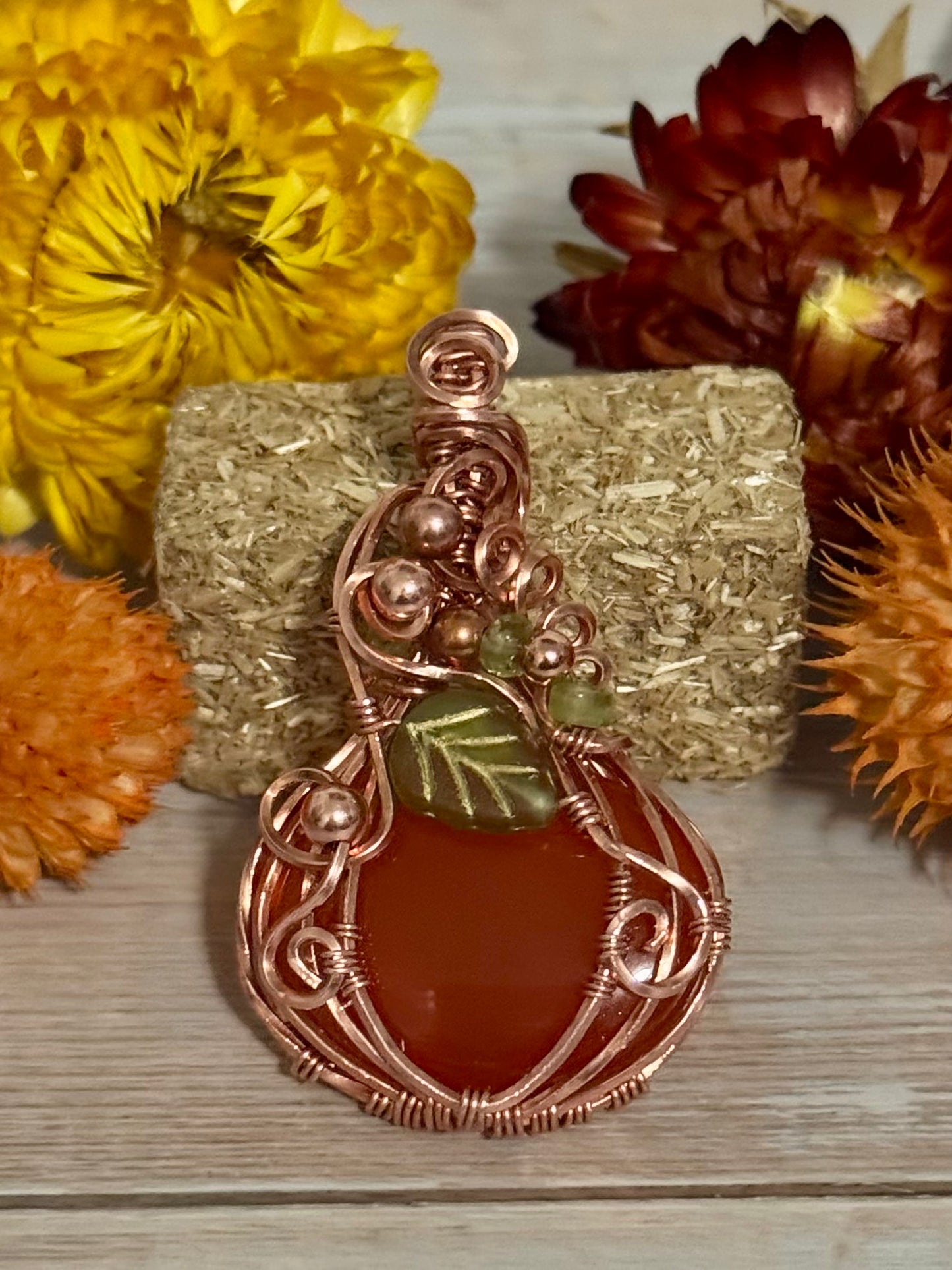 Carnelian Pumpkin set in copper