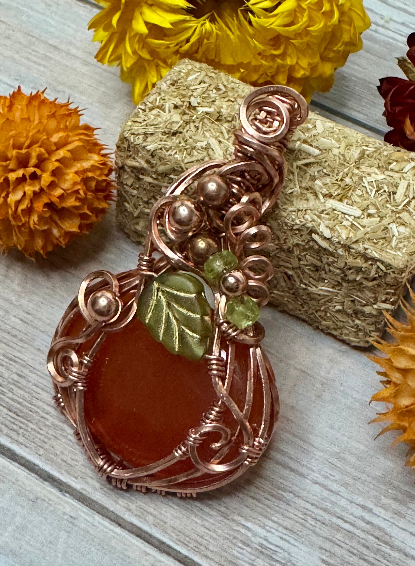 Carnelian Pumpkin set in copper