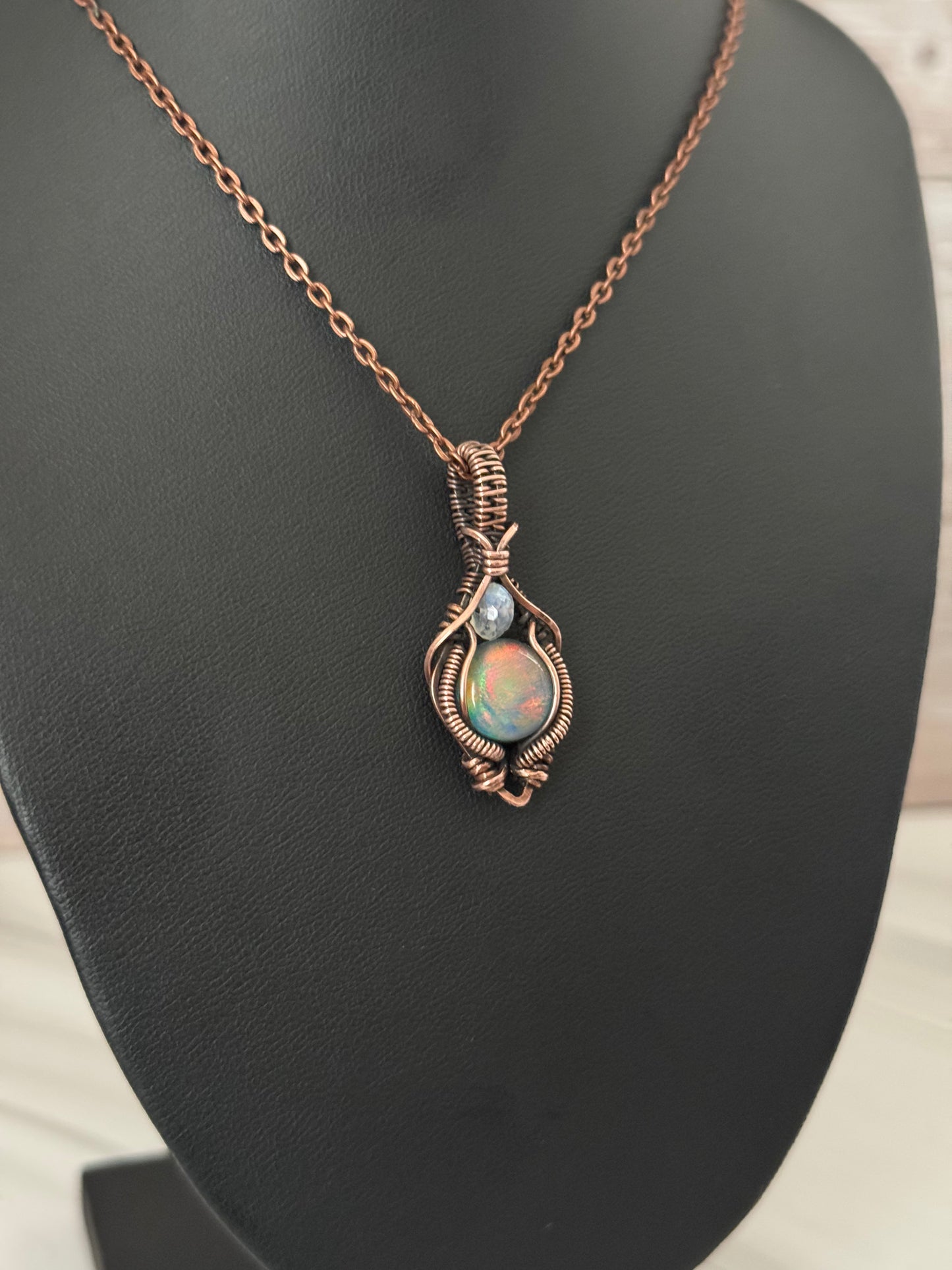 Aurora Opal pendant necklace