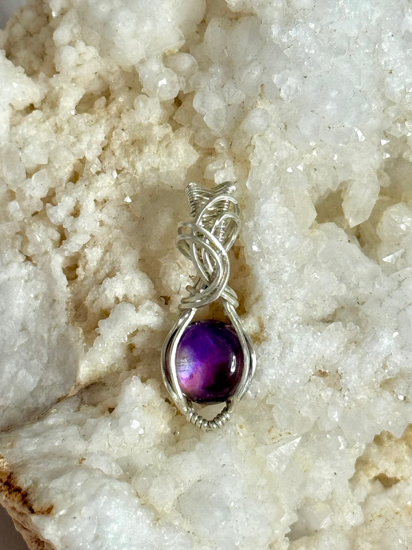 Amethyst & Mother of pearl trapiche pendant