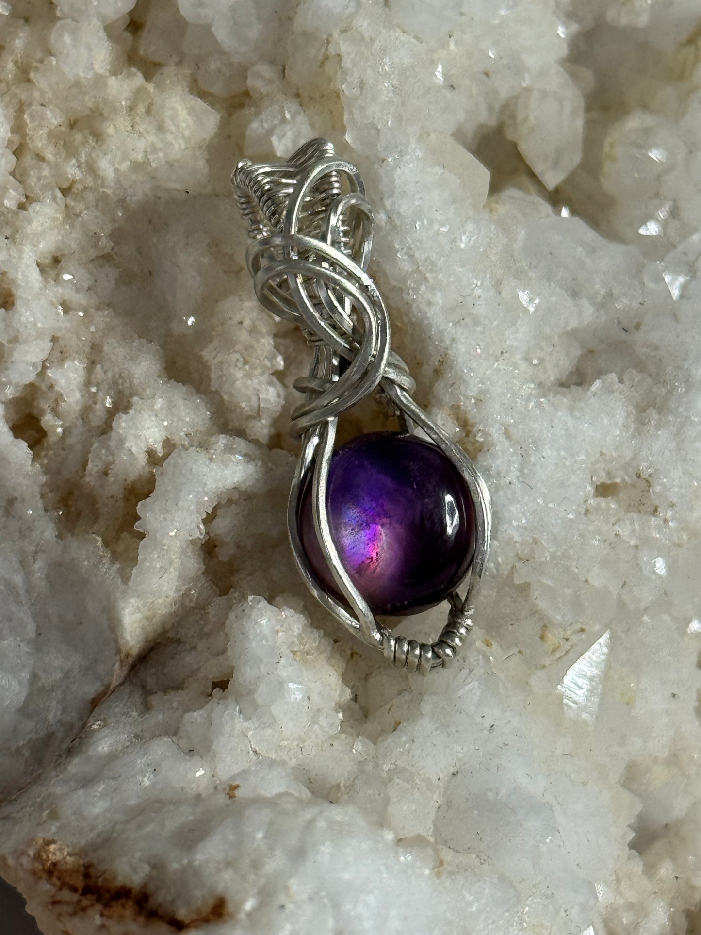 Amethyst & Mother of pearl trapiche pendant
