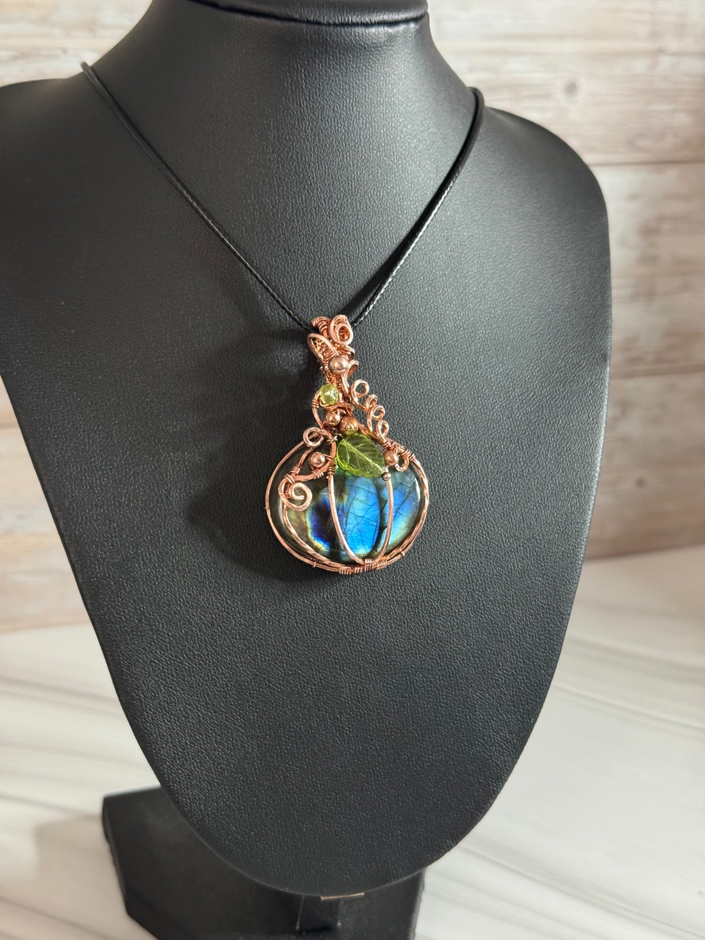 Labradorite pumpkin pendant