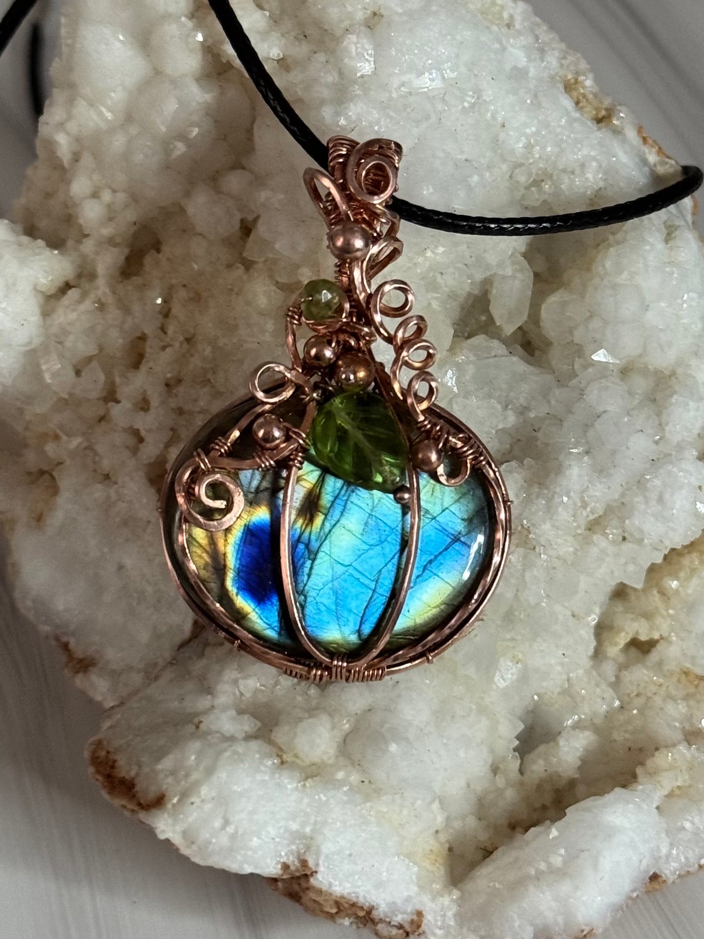 Labradorite pumpkin pendant