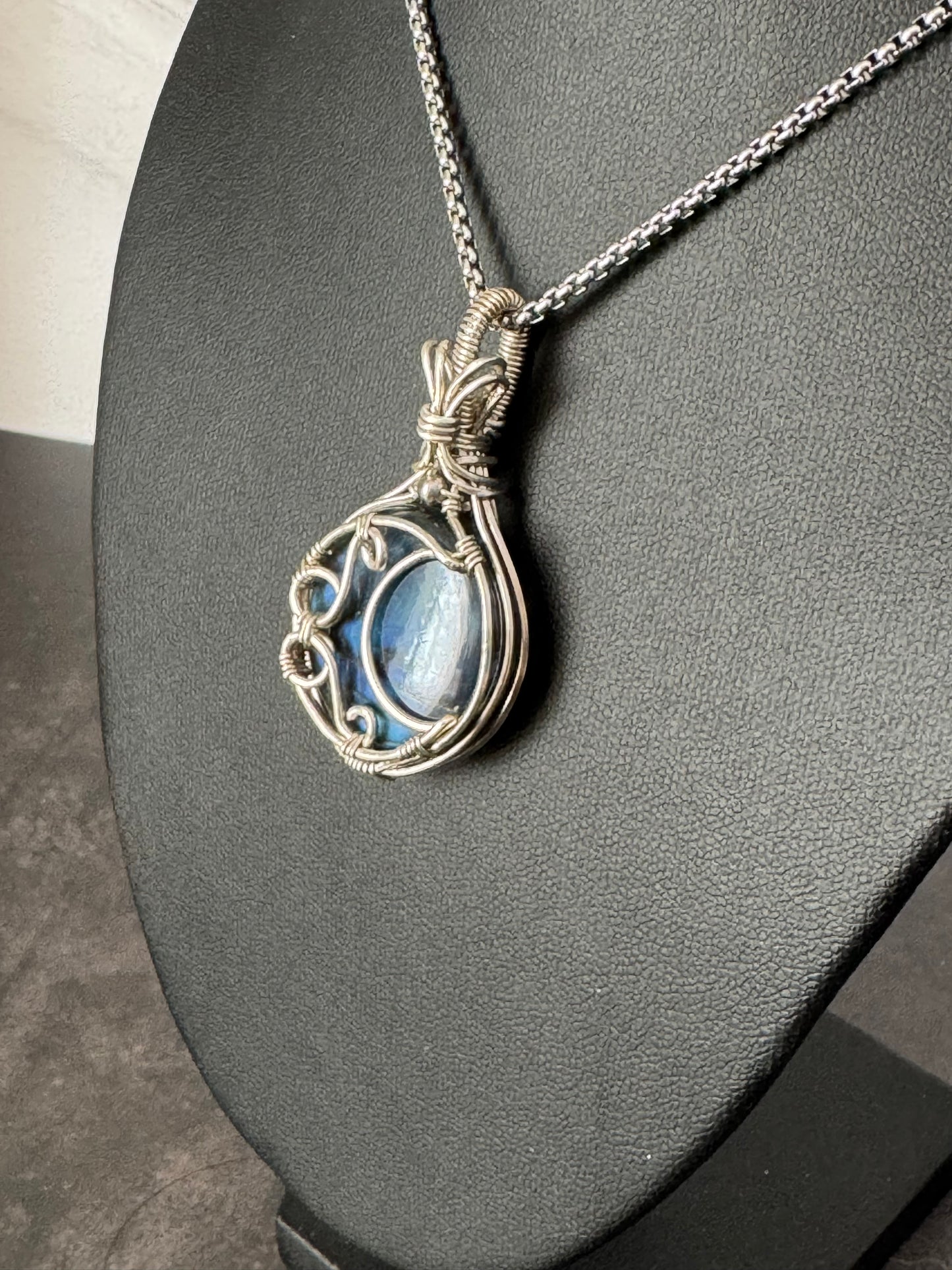 Labradorite moon pendant necklace