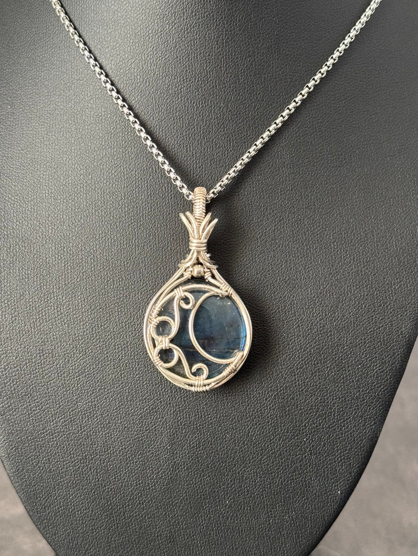 Labradorite moon pendant necklace