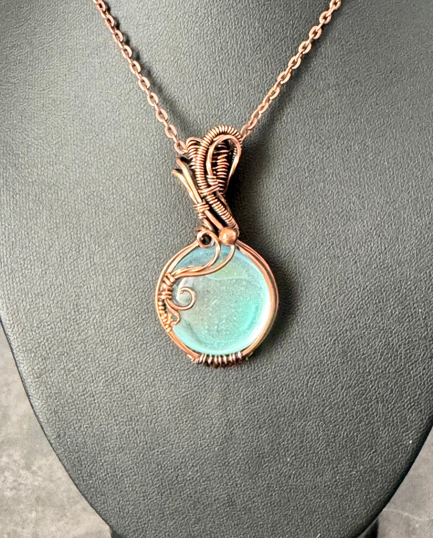 Aurora glass copper pendant necklace