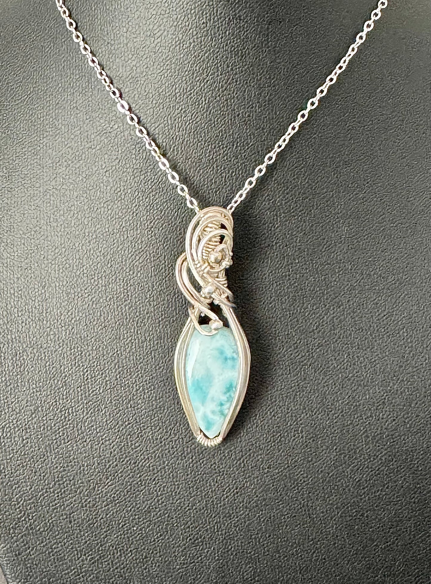 Larimar gemstone jewelry pendant necklace