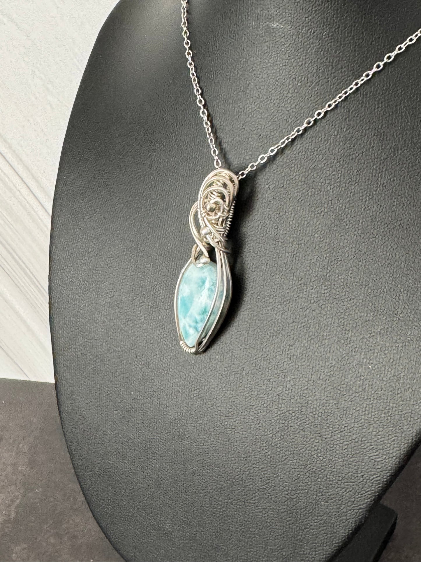 Larimar gemstone jewelry pendant necklace