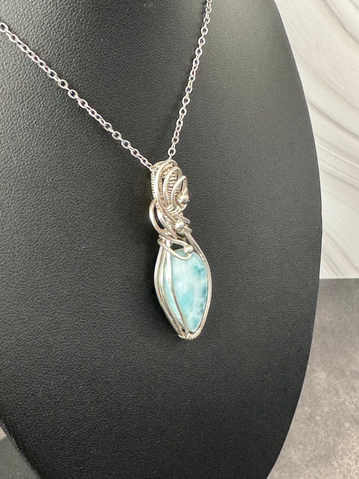 Larimar gemstone jewelry pendant necklace