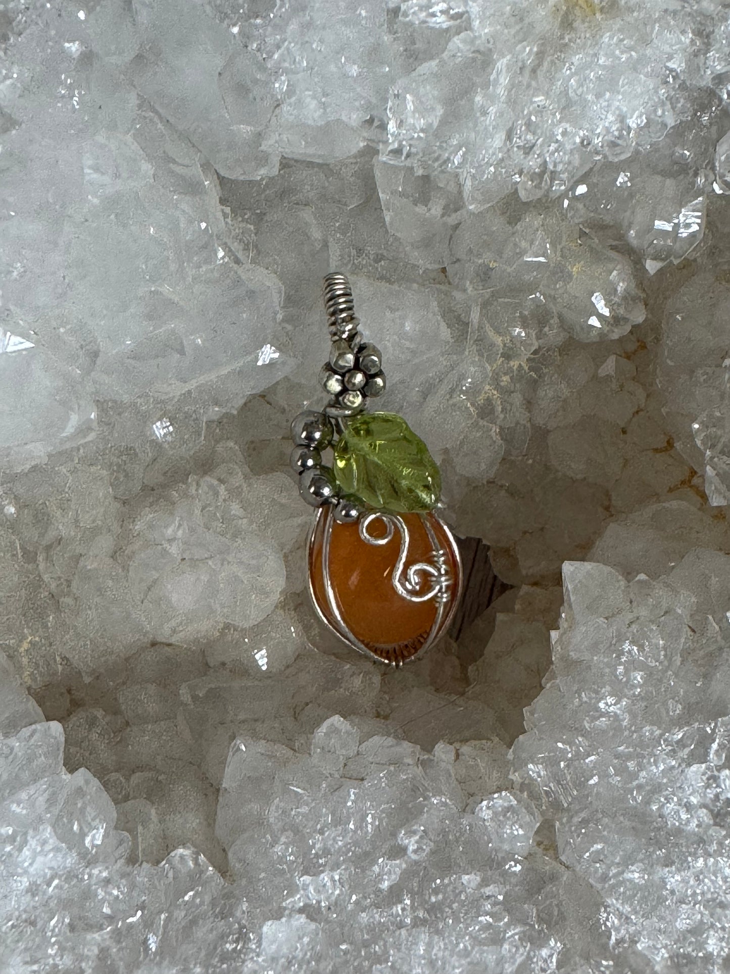 Carnelian pumpkin pendant