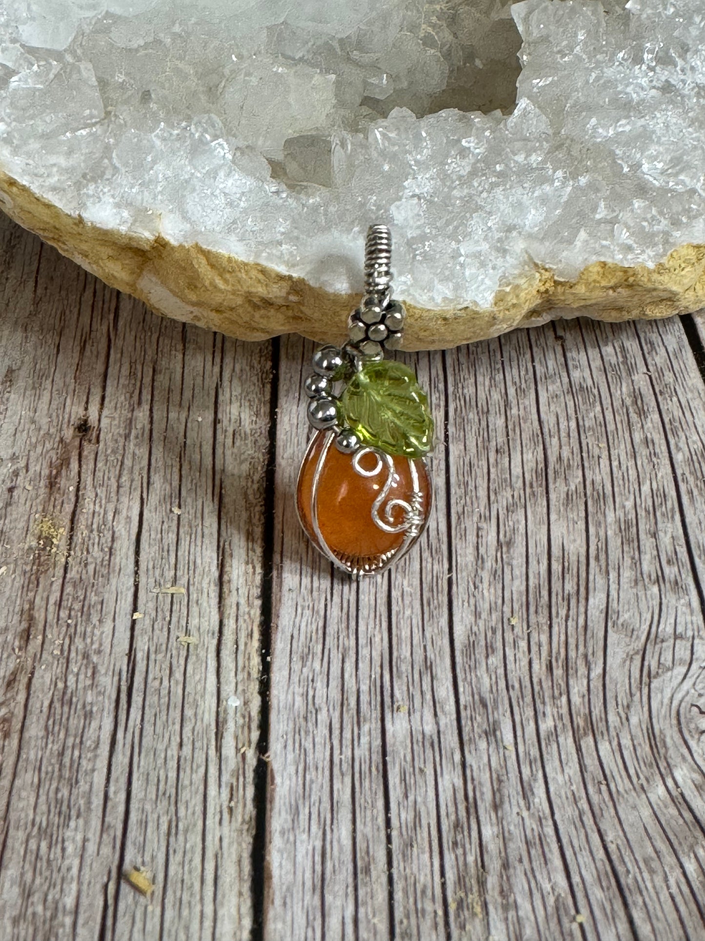 Carnelian pumpkin pendant