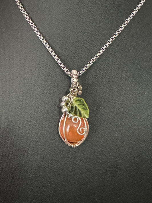 Carnelian pumpkin pendant