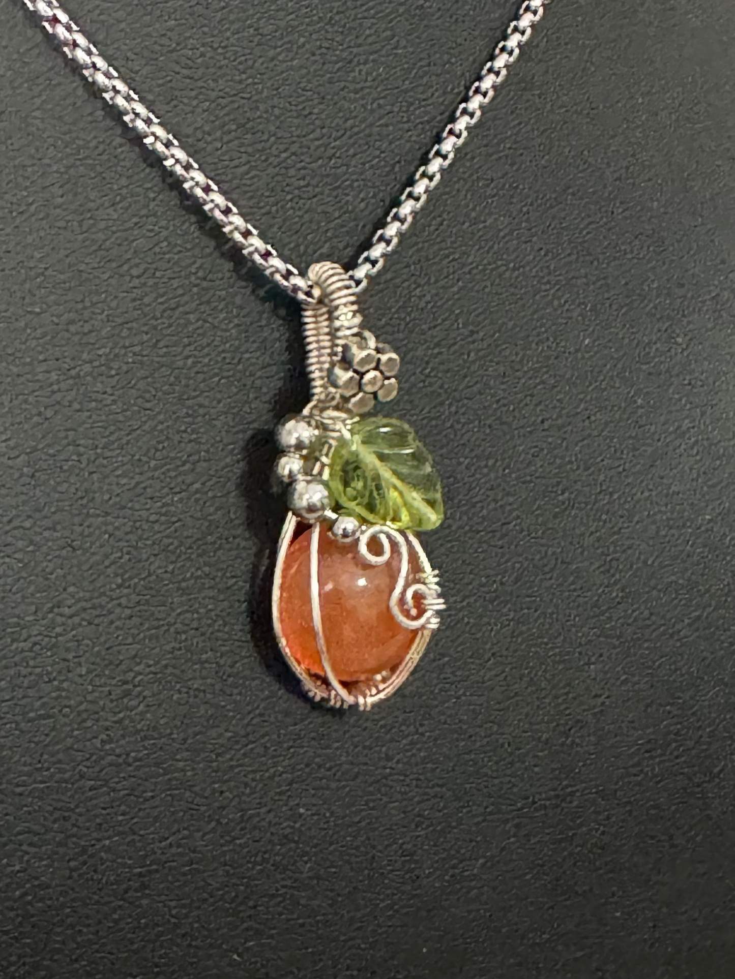 Carnelian pumpkin pendant