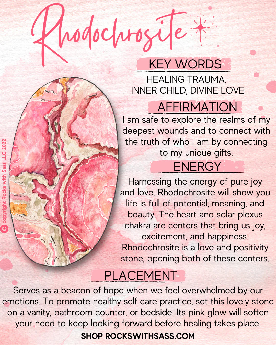 Rhodochrosite gemstone pendant necklace