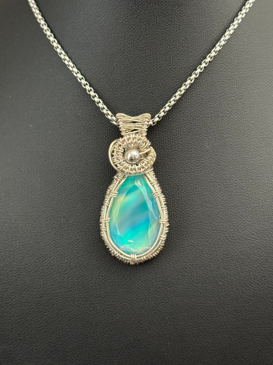 Aurora Opal pendant necklace