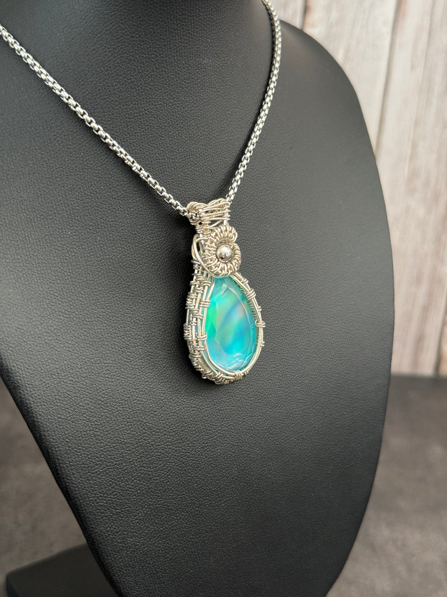 Aurora Opal pendant necklace