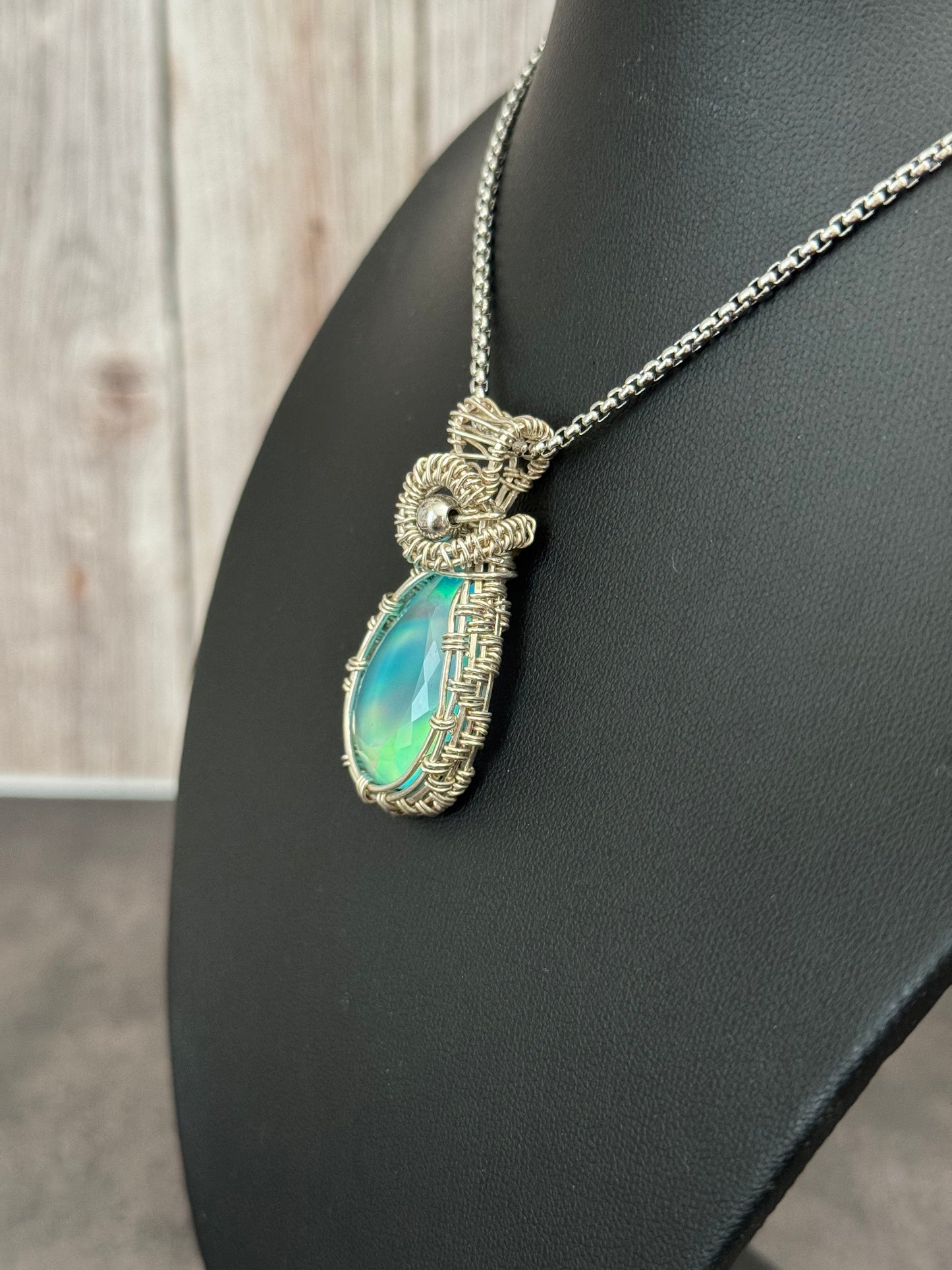 Aurora Opal pendant necklace